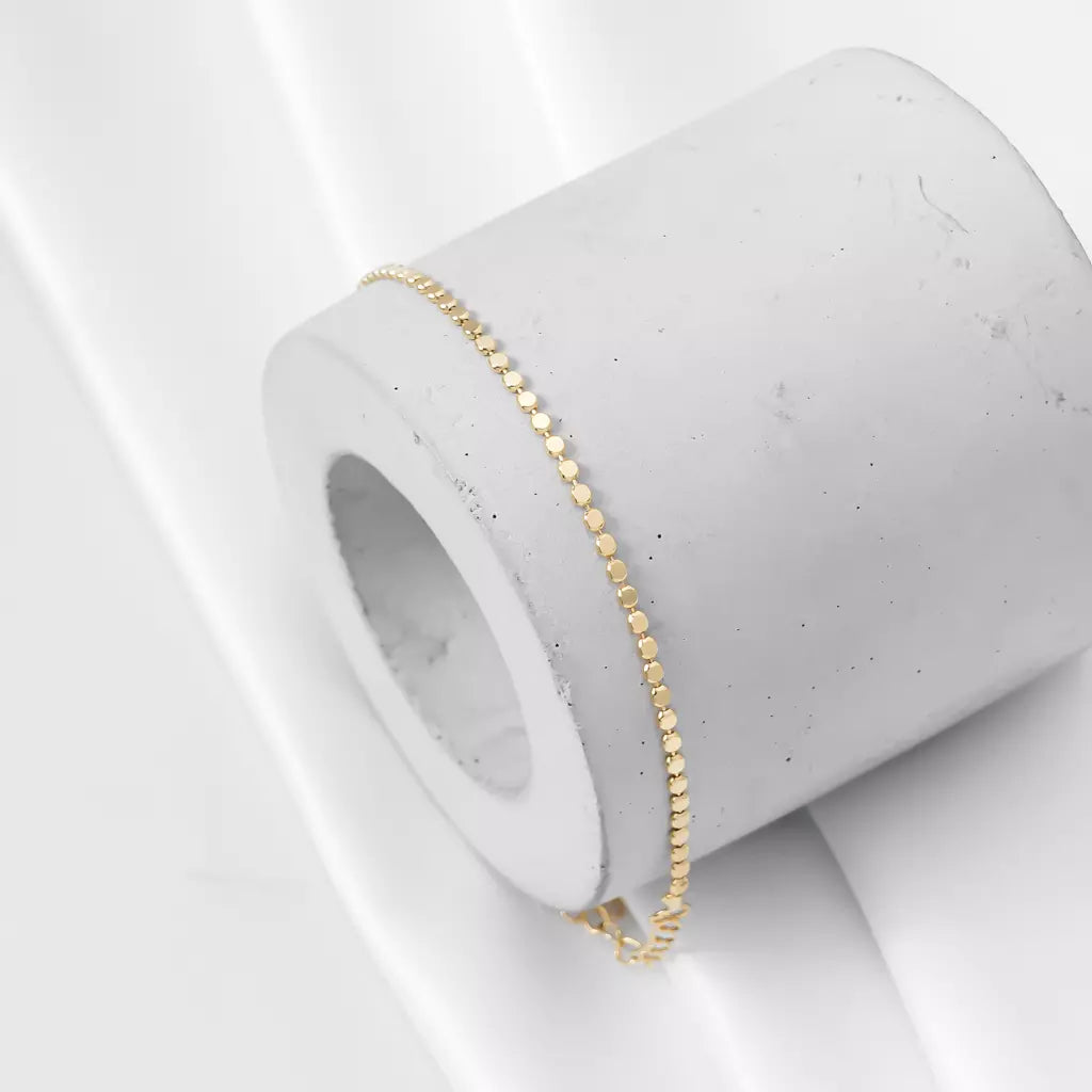 Flattened Medal (or Disc) Charm Bracelet - Gold