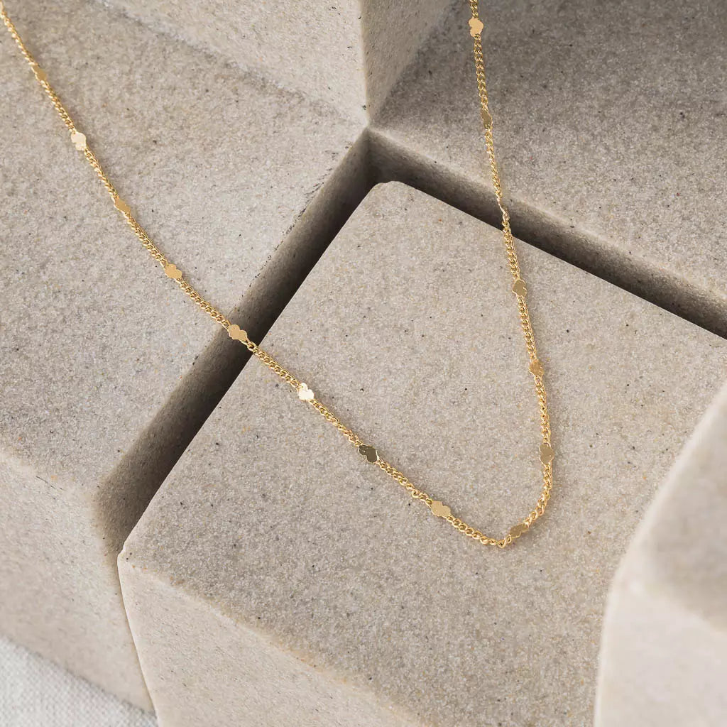 Heart Detail Chain Choker Necklace - Gold