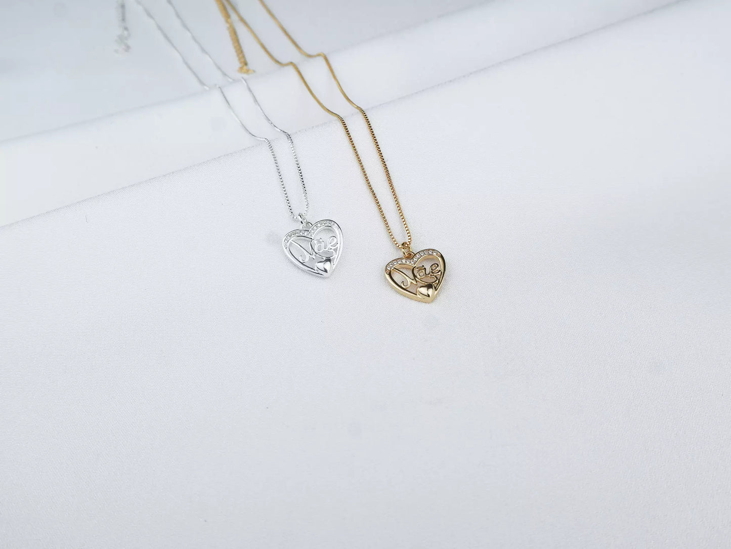 Medium Necklace with Small Mother Heart Pendant - Silver