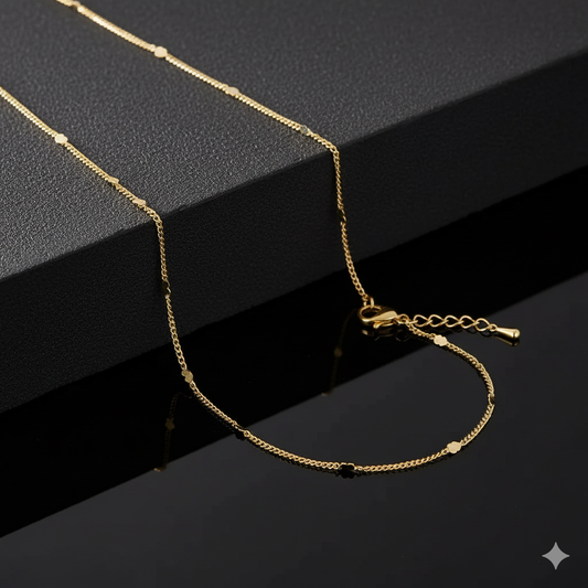 Heart Detail Chain Choker Necklace - Gold