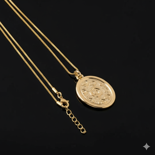 Medium Venetian Chain Necklace - Protection/Affection/Love/Dedication Medal - Gold