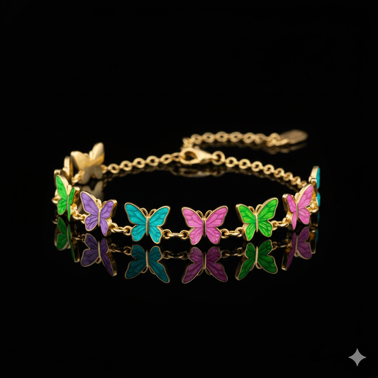Colorful Butterfly Bracelet - Gold